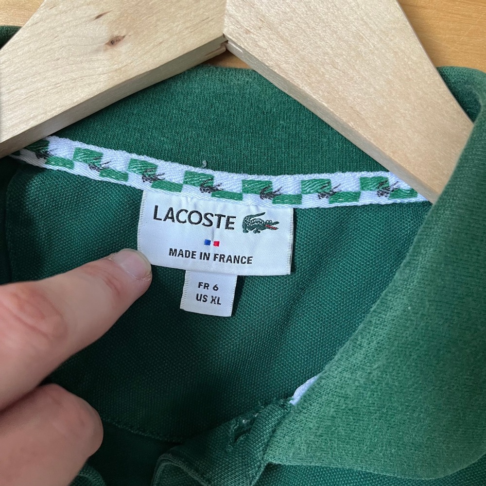 Lacoste x Golf Le Fleur Green Striped Pique Polo Shirt Mens XL Made in France - Picture 4 of 9